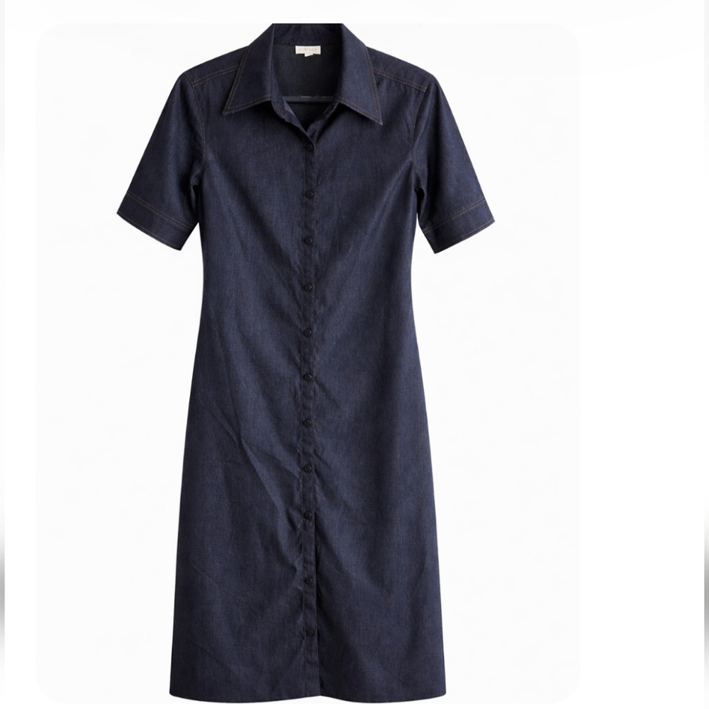 Cleo | Lux Button-Down Demin Shirt  Dress - Picture 4 of 8